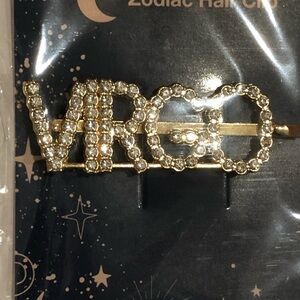 Gold‎ plated zodiac virgo horoscope astrology crystal Bedazzle bling hairclip